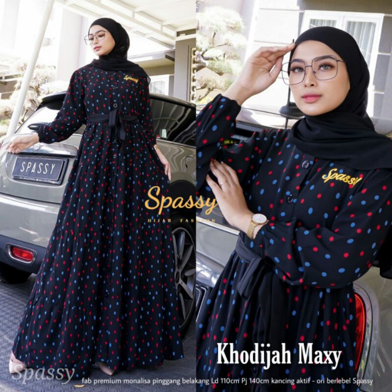 KHODIJAH MAXY ORI BY SPASSY GAMIS WANITA MONALISA MOTIF POLKADOT PREMIUM
