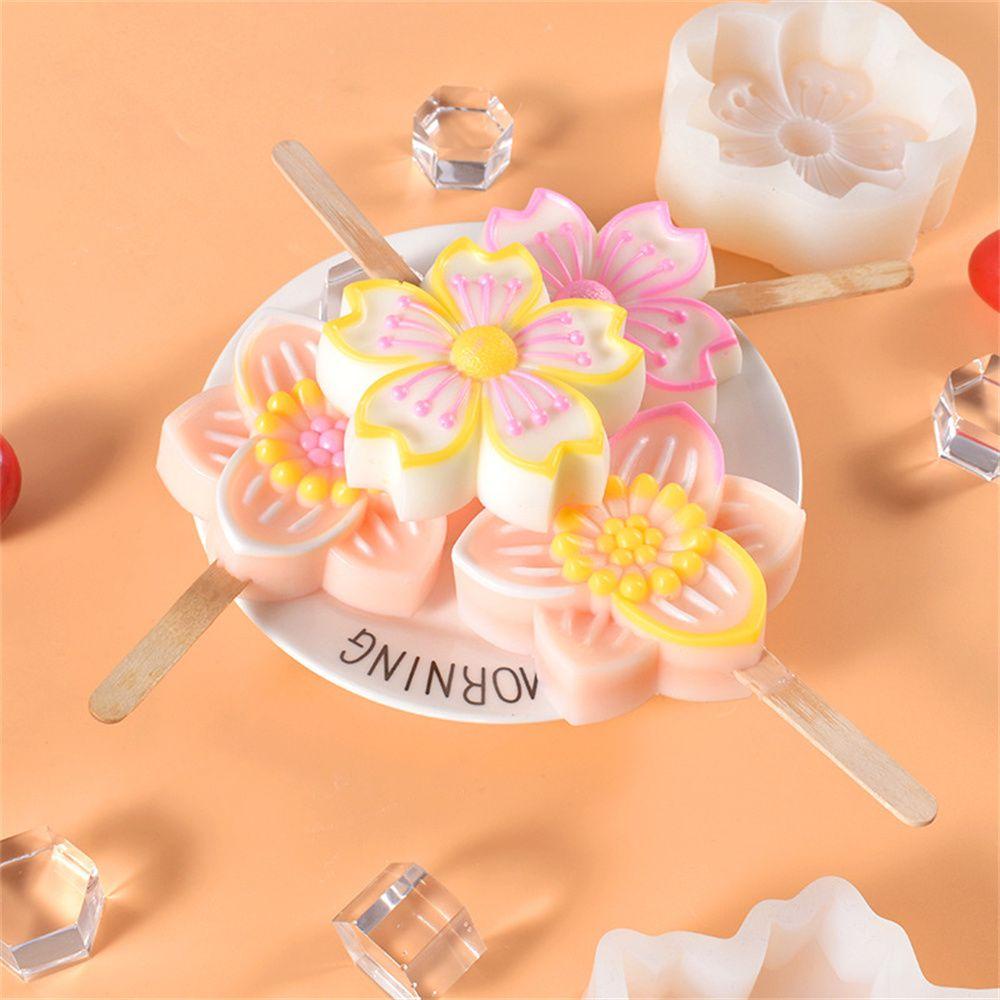 Solighter Cetakan Es Krim Lilin Bunga Sakura Popsicle Homemade Kristal Epoxy Resin