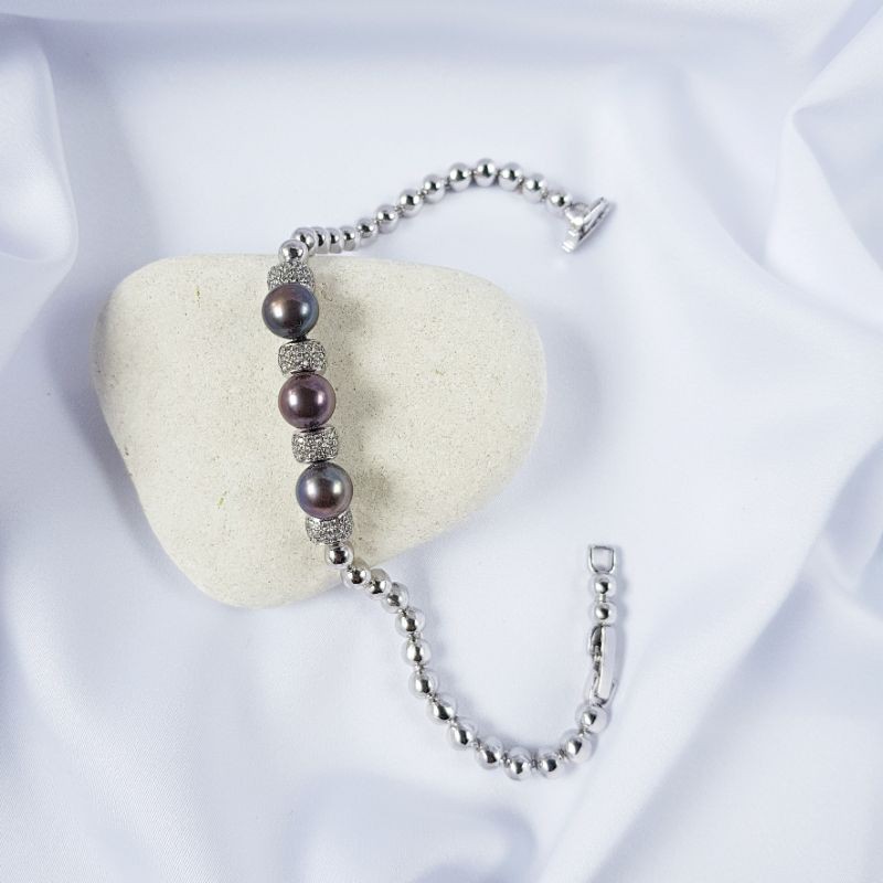 Gelang Mutiara Air Tawar Asli dari Lombok Rhodium Plating 135