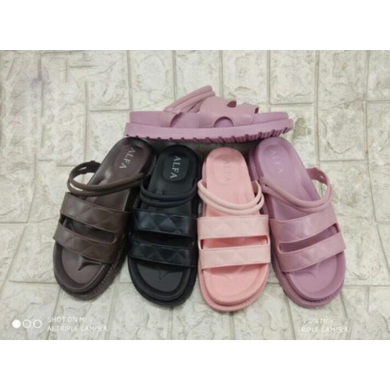 Sandal Jelly Platform Dobel Kenip OB 1986