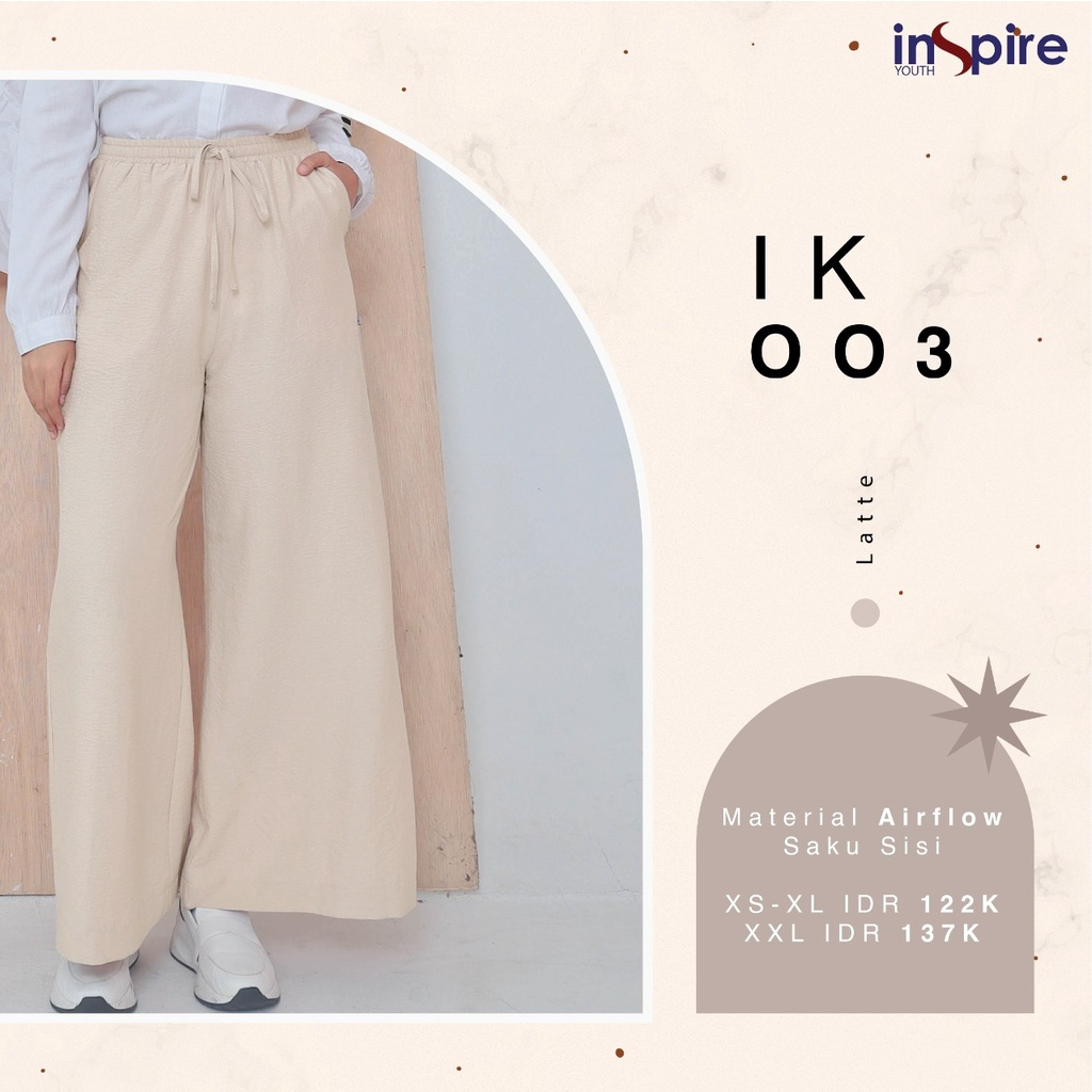 Inspire Kulot IK 03 Bahan Airflow Bawahan Wanita Muslimah Kulot Kekinian by Inspire bisa COD