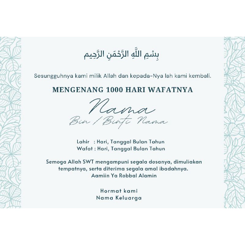 Stiker Mengenang 40/100/1000 hari Wafat, Tahlilan, Tasyakuran-M5