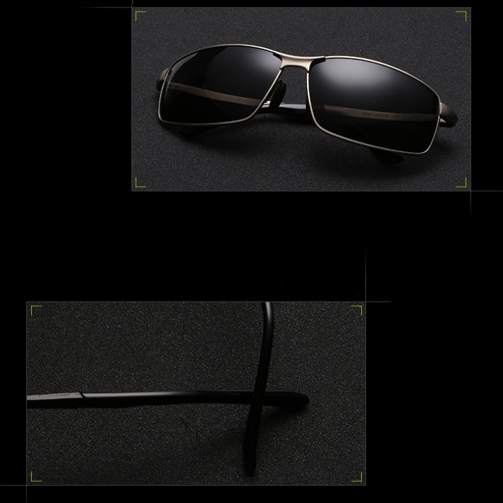 Kacamata Hitam Polarized Bentuk Persegi Panjang Bahan Stainless Steel Untuk Pria