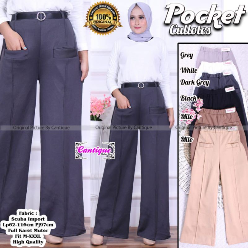 pocket kulot/celana kulot/kulot/celana kerja/celana wanita/celana panjang wanita/celana panjang