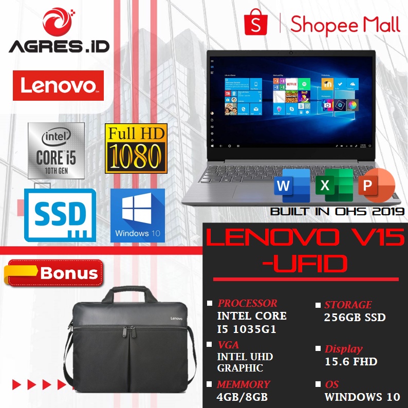 Lenovo V15 i5 1035G1 RAM 4GB 256GB SSD W10+OHS 15.6 FHD IPS GRY-2