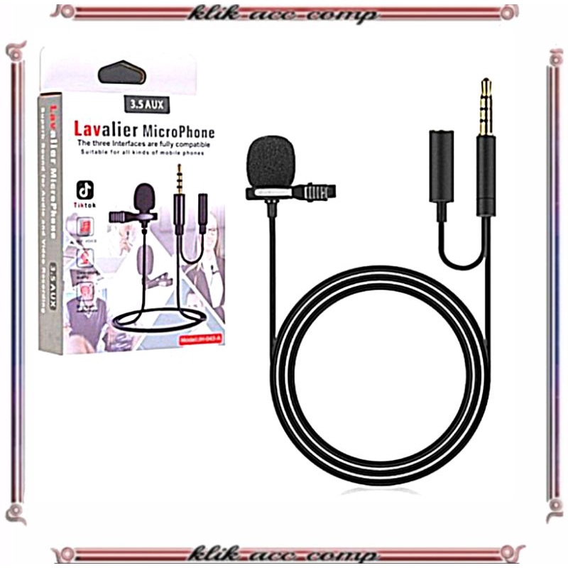 mic clip on lavalier lapel microphon audio 3,5 GL-142 untuk android dan ipone