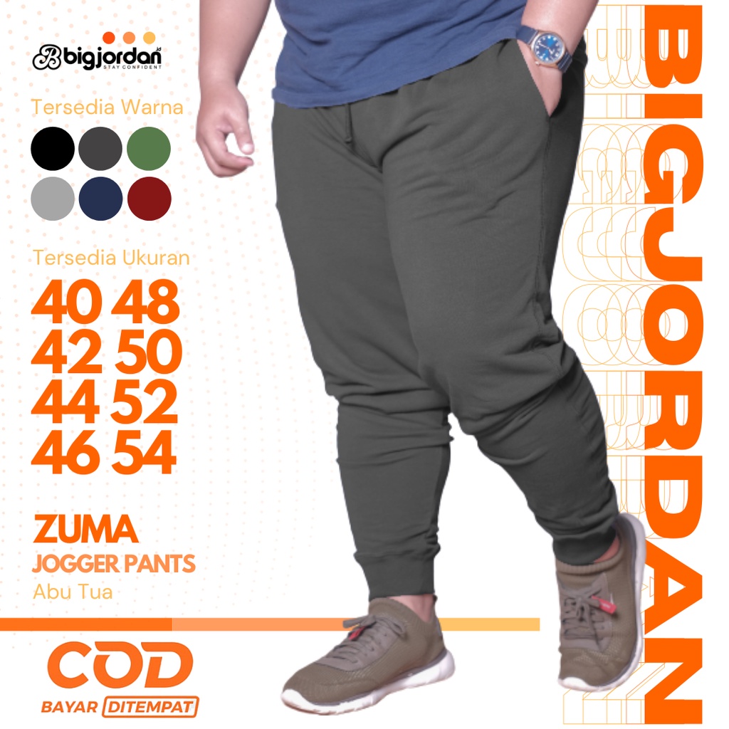 celana Jogger pants big size 40 41 42 43 44 sweatpants jumbo size joggerpants pria ukuran besar abu