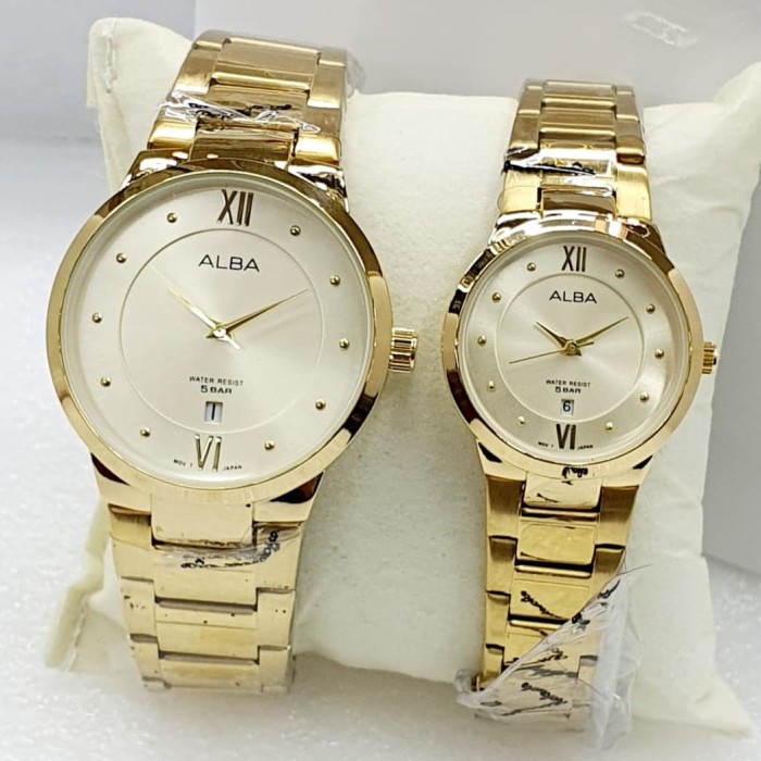 JAM TANGAN COUPLE ALBA RANTAI SUPER TANGGAL AKTIF ANTI AIR