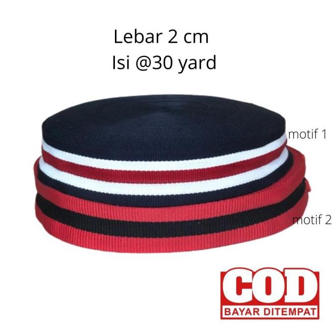 

[[BISA COD]] Pita Polyster Bis 2,5 cm isi 30 yard Pita Webbing Polos Strip Lis Baju - motif 2