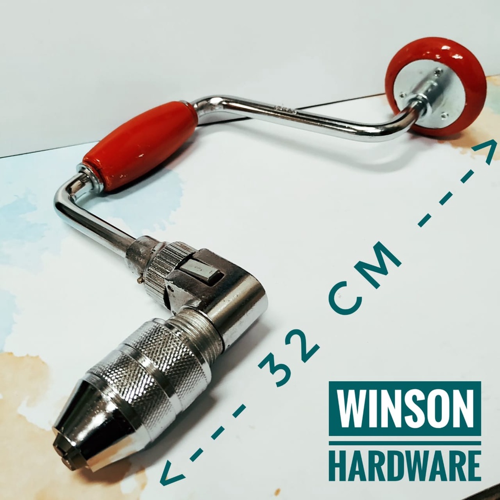 Bor Engkol Manual 12" | Bor Tangan Manual Putar 10mm x 4 gigi