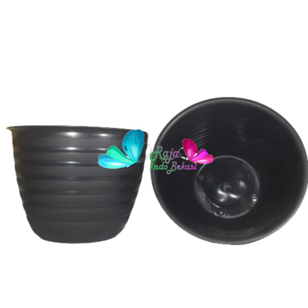 Pot Bunga Kumbang 30 Hitam Motif Tawon - Pot Plastik 29 30 Cm Vas Pot Bunga Tawon Bulat - Pot Bunga