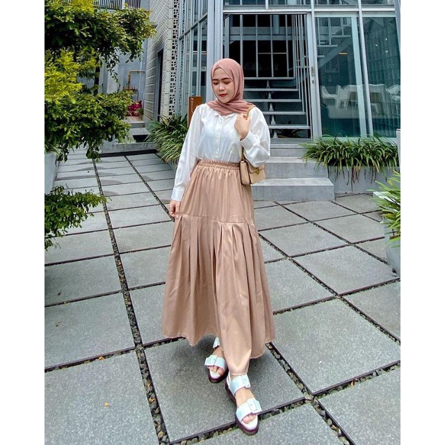 (bisa cod) ROK REMPEL| ROK PANJANG WANITA | ROK BAWAHAN WANITA MODEL PAYUNG POLOS-5