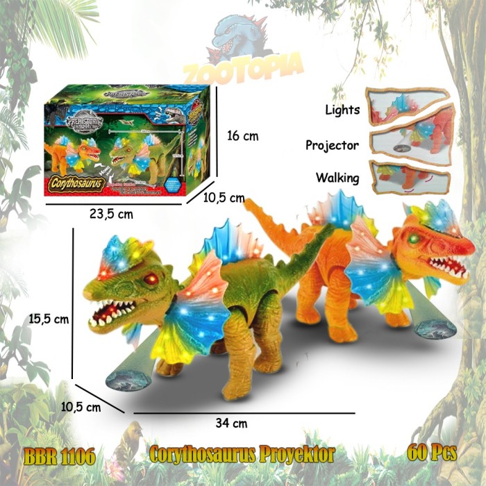 GROSIR BBR1106 Corythosaurus Dino Dinosaurus Mainan Anak Hewan Binatang - Hijau