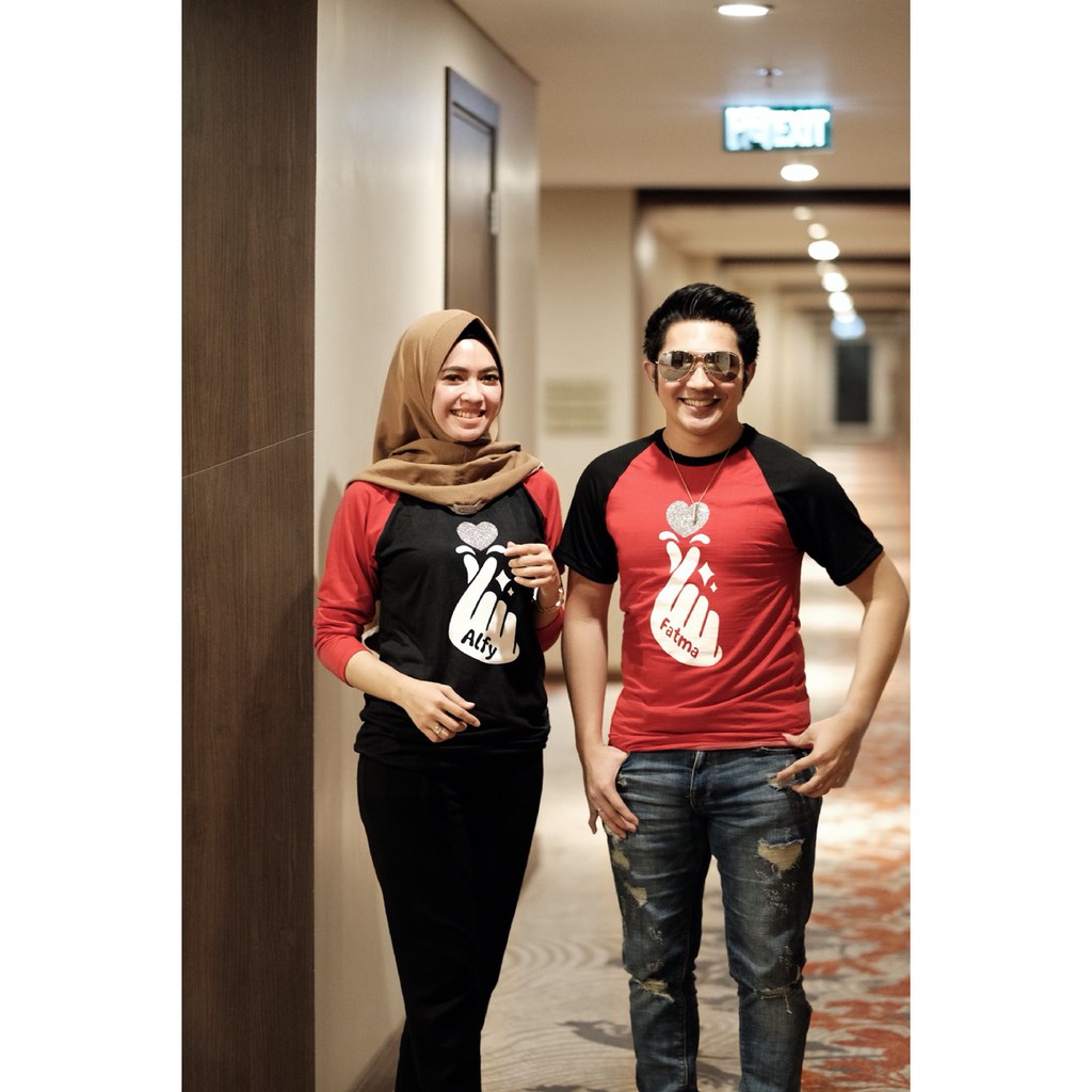 Kaos Raglan Couple Custom Nama Pasangan / keluarga / family