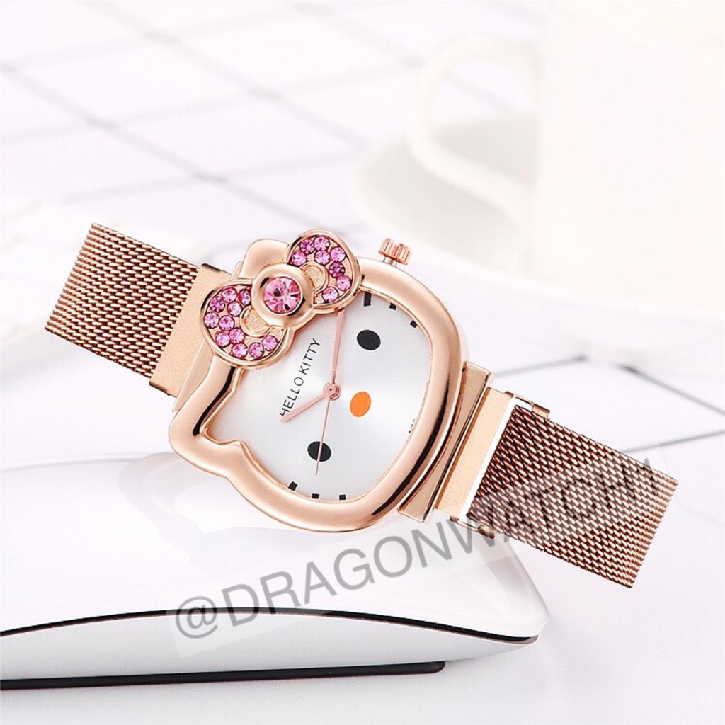 COD✅ Jam tangan wanita rantai magnet Hello Kitty jam HK jam cewek kualitas super watch  S1151