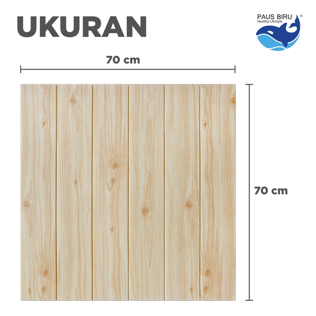 Paus Biru - Wallpaper dinding 3d motif kayu wood foam 70x70cm / wallfoam motif kayu-1