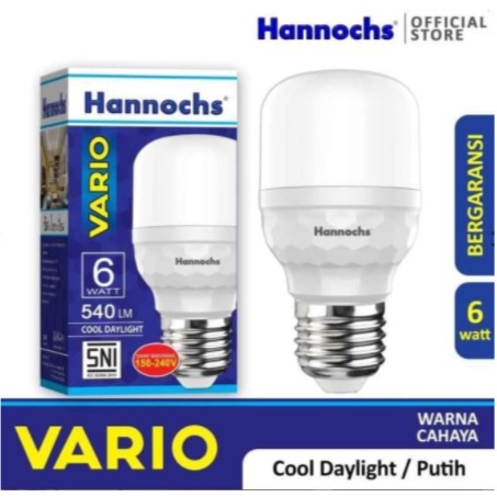 Hannochs Lampu LED / Bohlam LED VARIO 6 watt / 6W Cahaya Putih