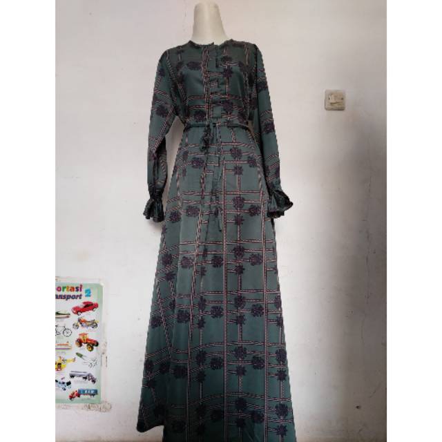 Gamis maxmara silk motif kembang