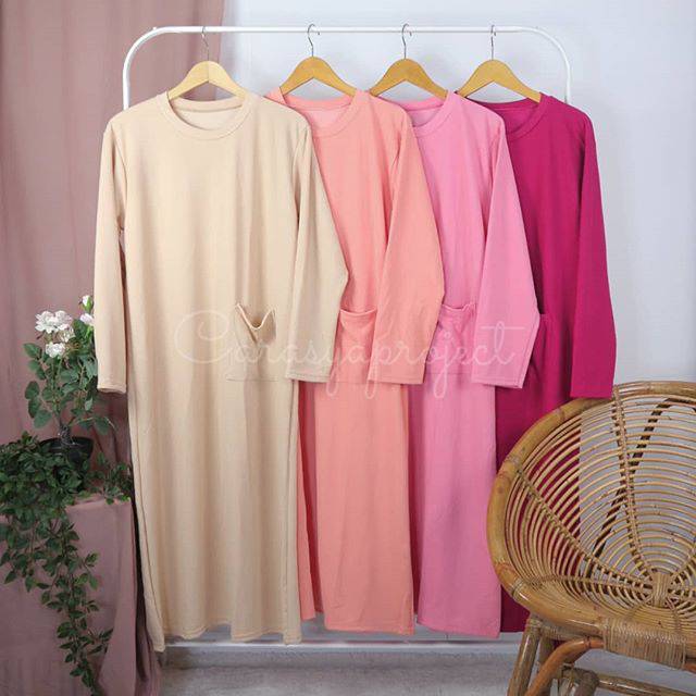 Tunik panjang model kantong polos