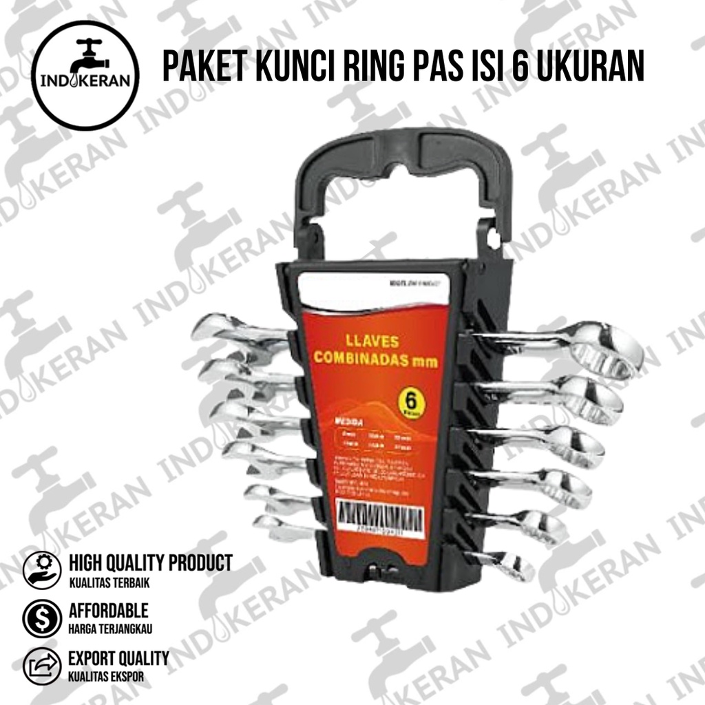 INDOKERAN - Paket Kunci Ring Pas Isi 6 Pcs