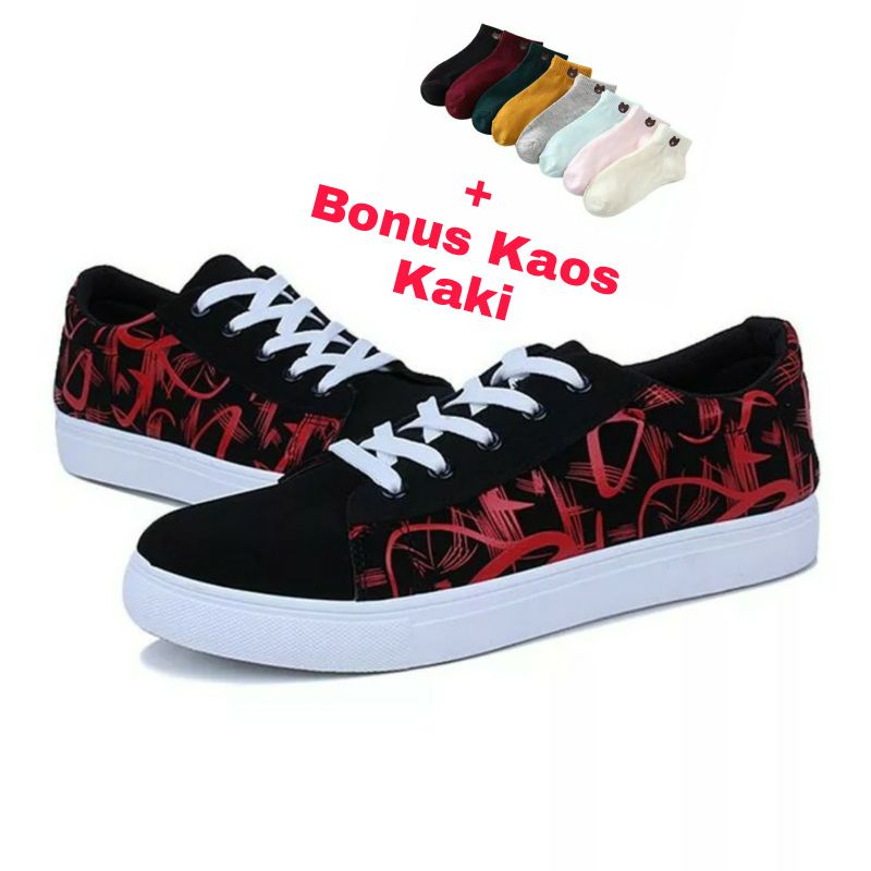 PROMO 12.12 BIGSALE Sepatu Sneaker BONUS KAOSKAKI Old Skool Vns Fetino Motif Putih VansSK Delapan Low Hpd504