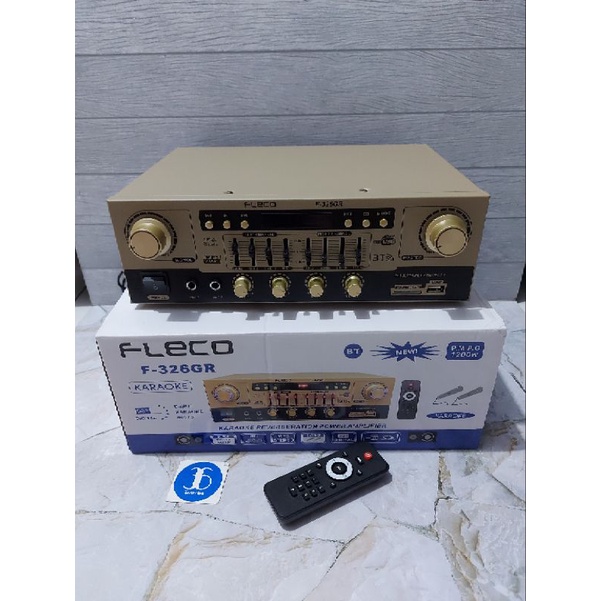 Amplifier Karaoke 2 Mic Equalizer Bass Echo Treble Fleco F 326GR
