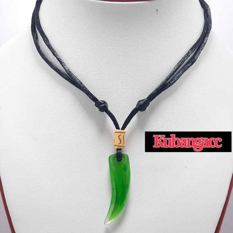 Kalung - Kalung Tali Bandul Taring Ijo Kalung Tali Pria Wanita Kalung Taring Murah Kalung Keren