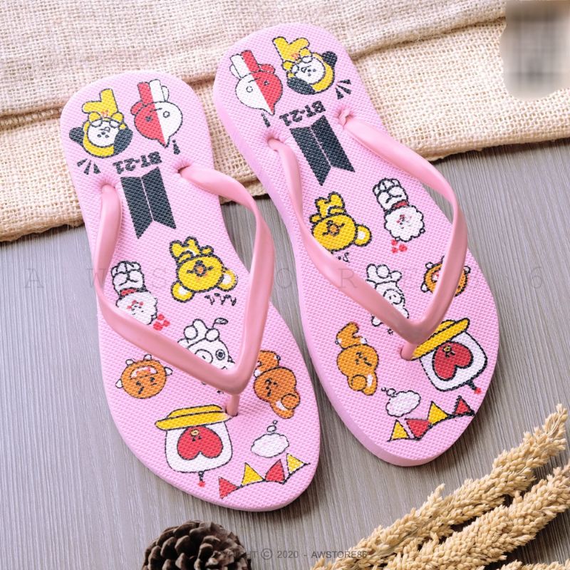 Sandal BTS BT21 Sendal Jepit Wanita Karakter