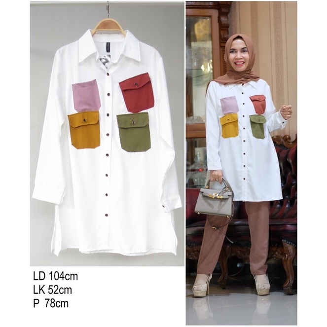 KT1-2180 tunik kantung warna - allsize fit to BIG L - LD 105 cm P 78cm - matt shakila - 118rb