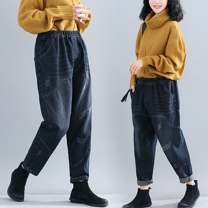  Celana  Panjang Jeans  Wanita  Model High Waist Longgar 