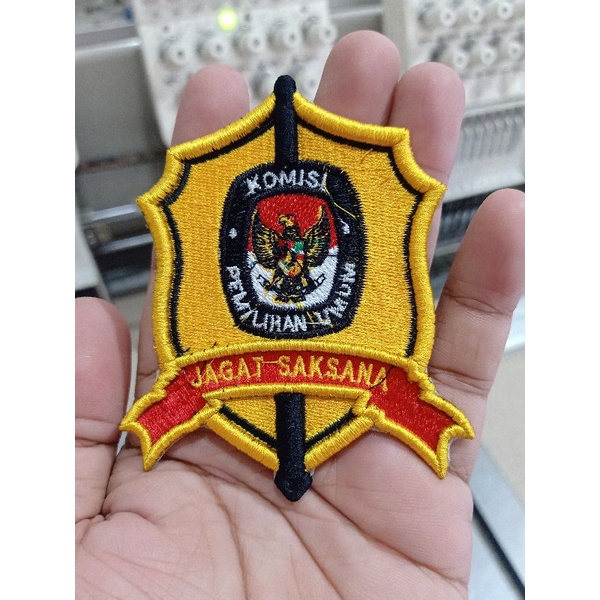 LOGO KPU JAGAT SAKSANA BORDIR TIMBUL 3D , LOGO JAGAT SAKSANA , LOGO KPU .