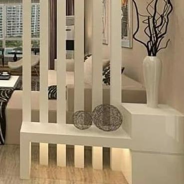 partisi meja nakas laci pembatas ruangan ruang tamu finishing duco