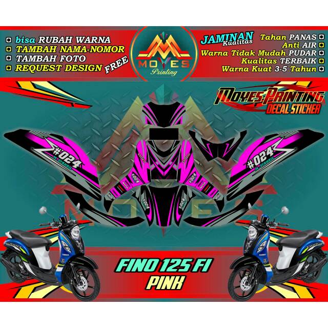 Decal fino 125fi sticker fino motip pink keren sticker yamaha fino 125fi decal sticker fulbody fino