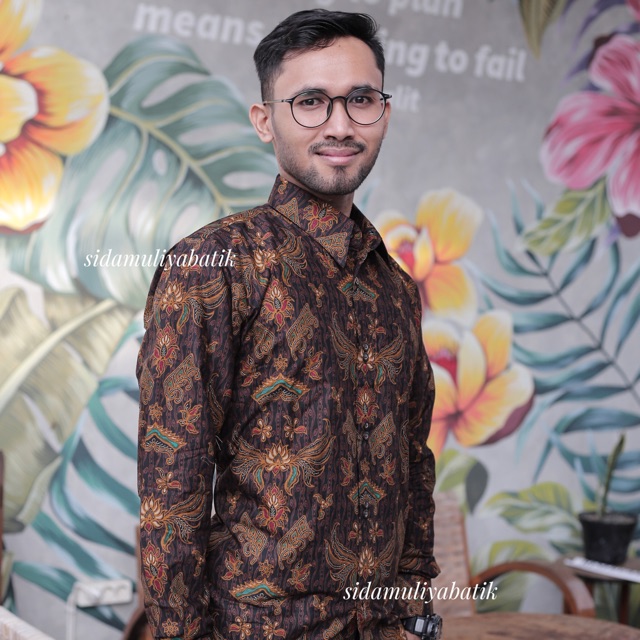 Sidamuliya Batik Kemeja Pria Slimfit Premium Asmapaksi Lengan Panjang