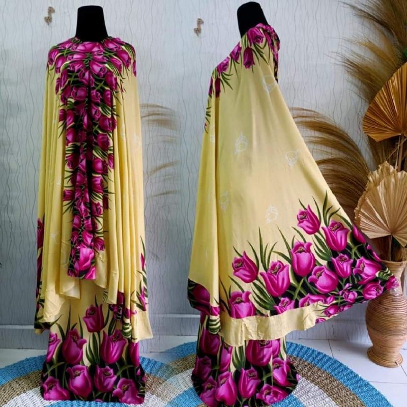 mukena Bali jumbo motif bunga tulip
