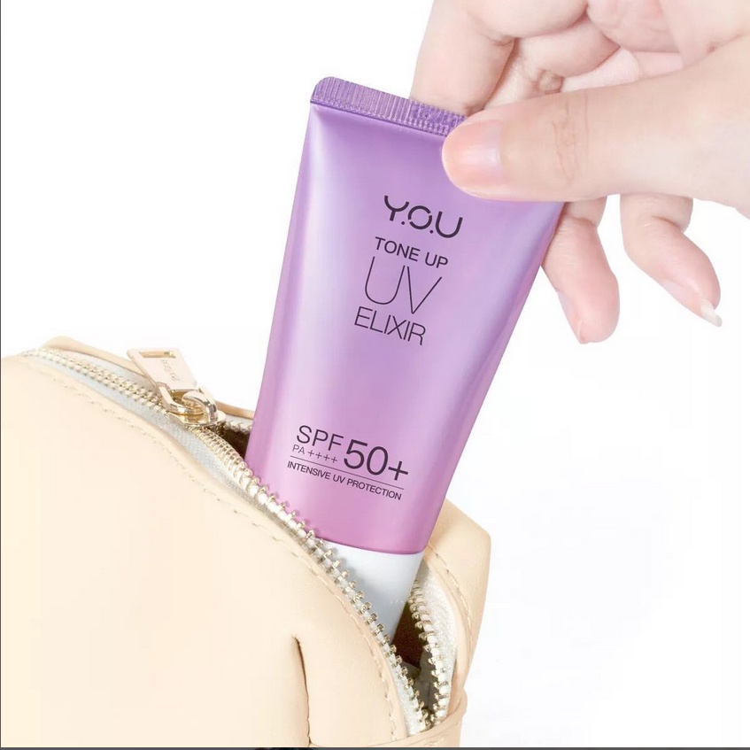 ✿ELYSABETHME✿ Y.O.U tone up cream elixir uv 50++ hyaluronic acid sunscreen sunblock anti UVA UVB pelindung dari matahari