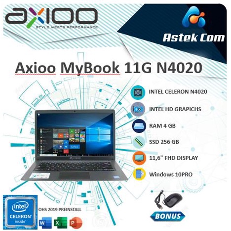 Axioo MyBook 11G N4020 4GB 256ssd W10Pro 11.6 GRY