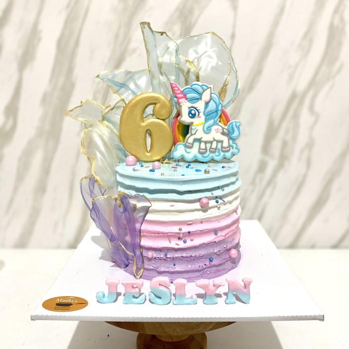 

kue ulang tahun butter cookies icing fondant unicorn cake