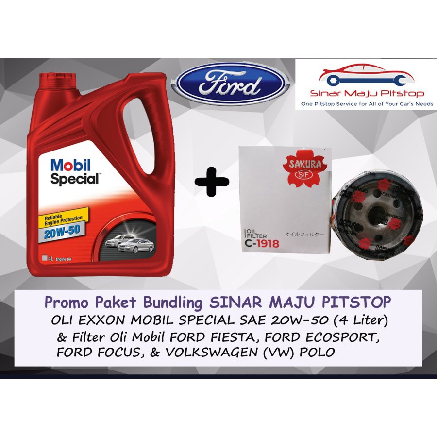Paket Bundling Oli EXXON MOBIL SPECIAL 20W-50 & Filter Oli FORD FIESTA & ECOSPORT & FOCUS & VW POLO