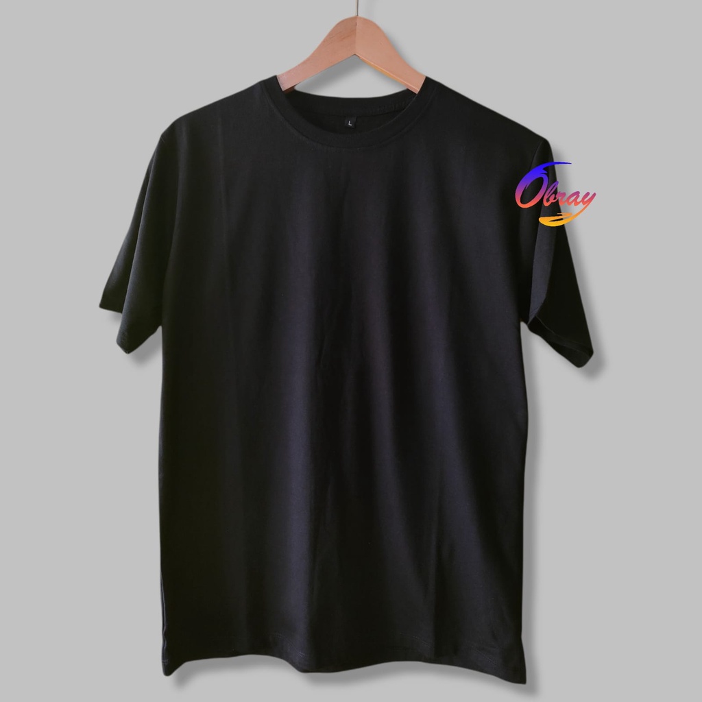 KAOS POLOS COTTON COMBED 24S [Tebal] LENGAN PENDEK Basic Tee Unisex OBRAYSTORE / T-shirt / Kaos Oblong / Baju Polos [Cewe Cowo]-Hitam