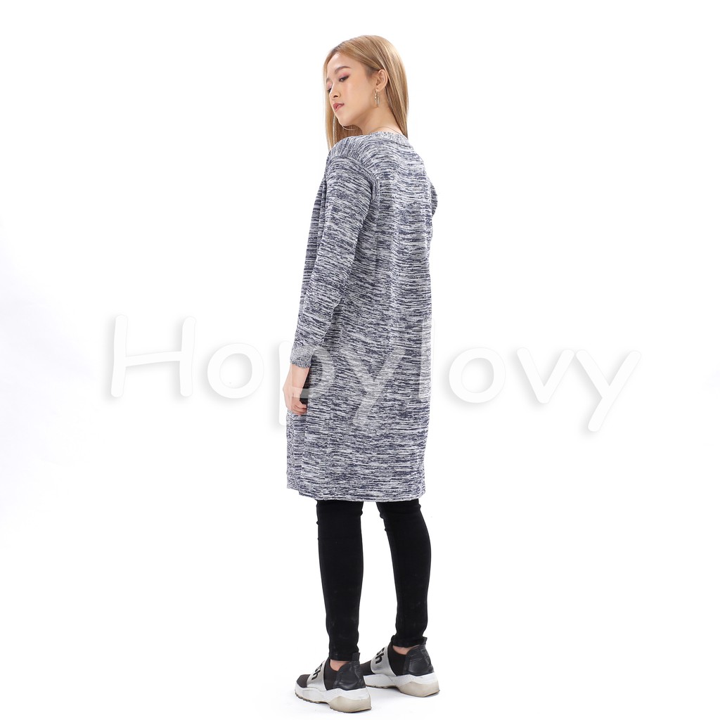 HOPYLOVY - Cardigan Rajut Panjang Wanita Long Cardy Twiss Knit Enji