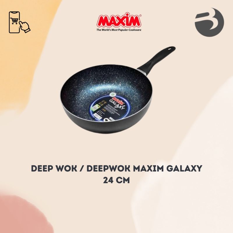 MAXIM GALAXY DEEP WOK 24 CM 28 CM BLACK DIAMOND ANTI LENGKET LEBIH KUAT ORIGINAL MAXIM