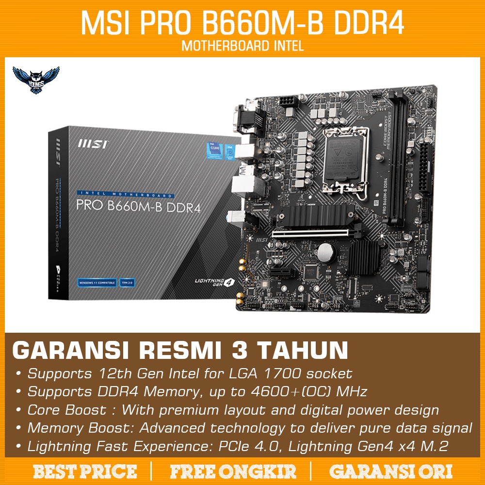 MSI PRO B660M-B DDR4 | Intel Gen 12 LGA1700 B660 MATX Motherboard