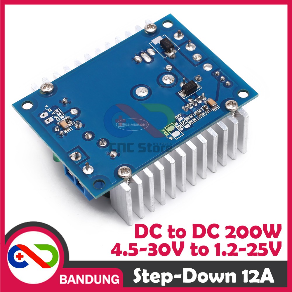 STEP DOWN 12A 200W DC TO DC ADJUSTABLE POWER SUPPLY 4.5-30V TO 1.2-25V