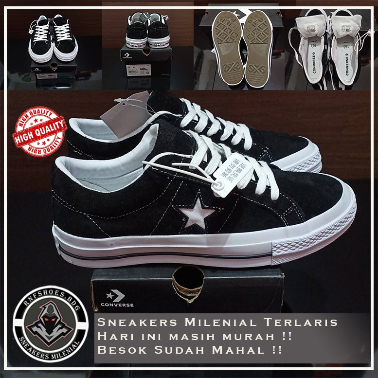 Converse Onestar Ox Black White Suede Size 38-44 Made In Italy Original Premium Import Bnib Terlaris