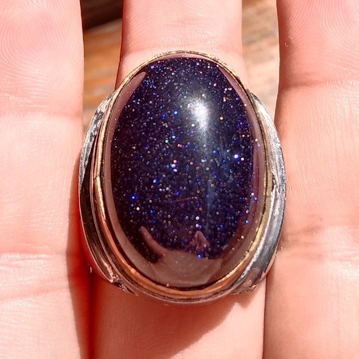 Cincin Batu Akik Pasir Intan Biru Jumbo