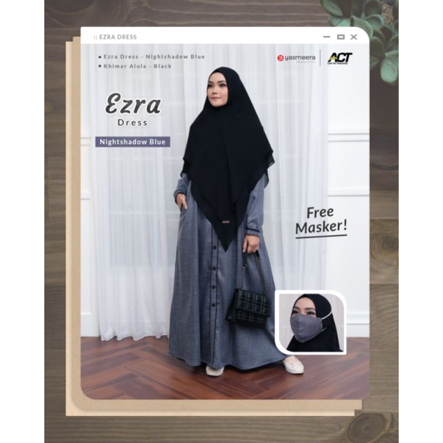 Yasmeera Ezra Dress Gamis Dewasa Only Size XXL Bahan Linen Lux Mix Toyobo Free Masker