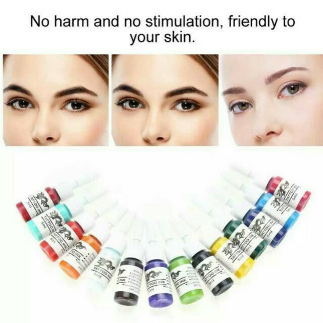 tinta tattoo sulam alis bibir satu set 6pcs pewarna alami pigment original