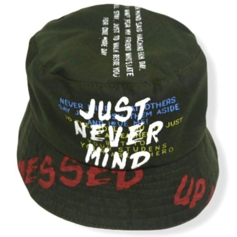 Bucket Hat Messed Up / Bucket Hat Sablon Messed Up Unisex Remaja Dewasa