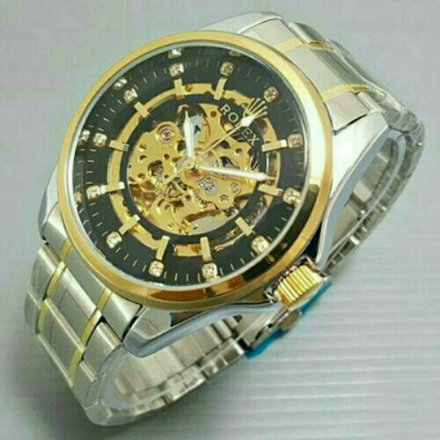 Jam Tangan Pria Rolex Diamond Mewah Automatic Mesin